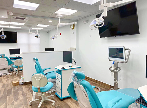 A treatment room at the Straight Finish Orthodontics office in Brooklyn